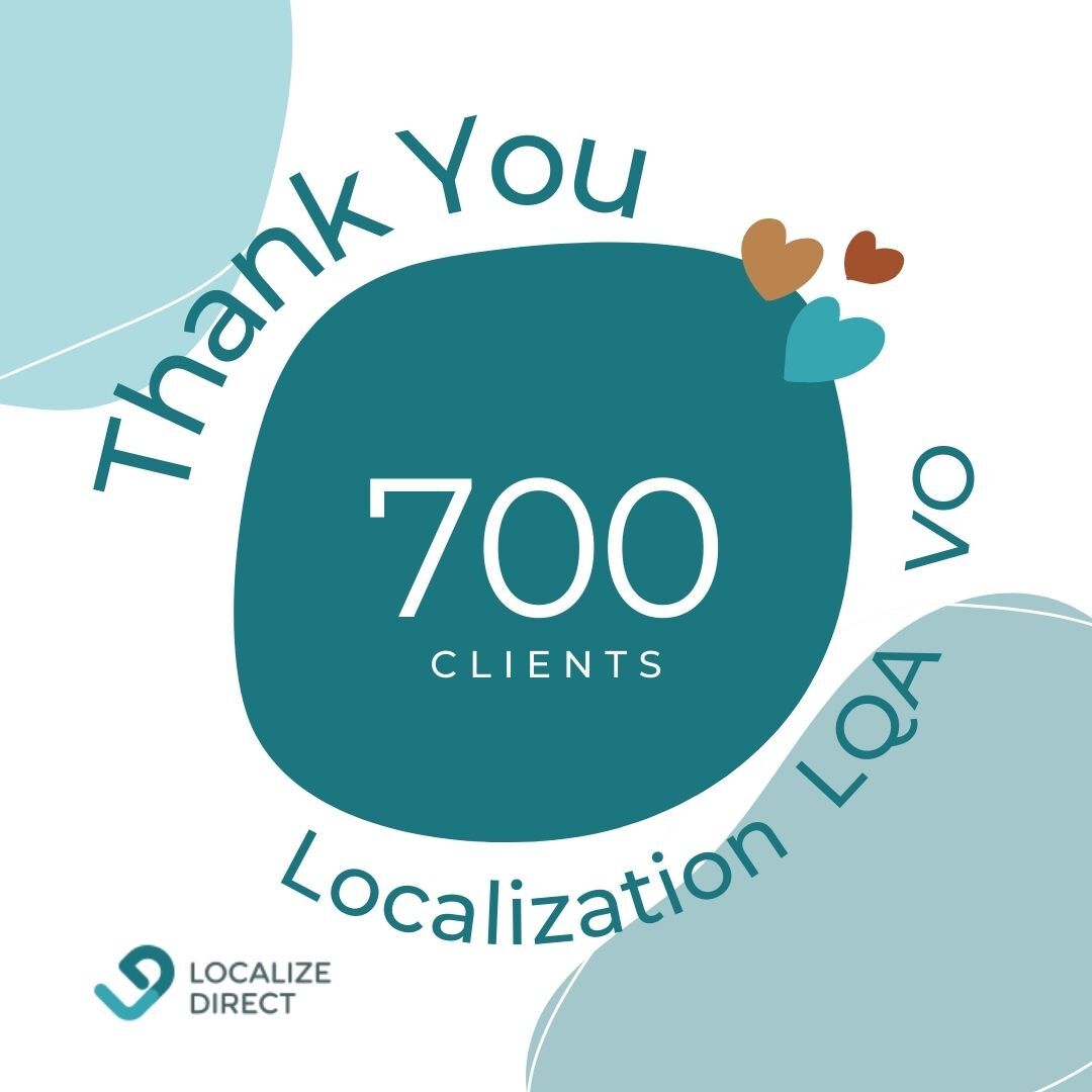 Proud to announce that over 700 game studios choose LocalizeDirect as their localization and LQA partner! We are so happy to have you! 🎉

If you are also a game dev, why not check here and see how we deliver top-notch quality to our lovely clients! 👉bit.ly/2UBnGgQ
