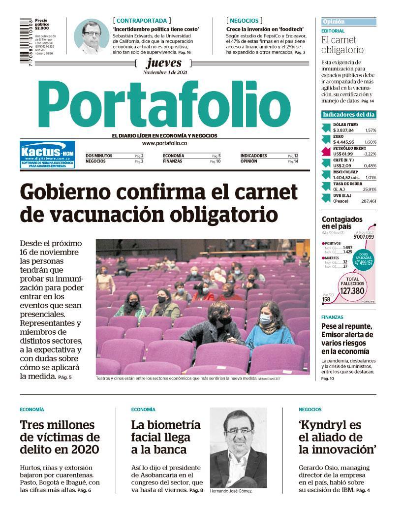 Portafolioco's tweet photo. Así abre este jueves nuestra edición impresa de #Portafolio ➡️Toda la información está disponible en https://t.co/TYLO6Ukc81 https://t.co/JYCfB1Gb8J