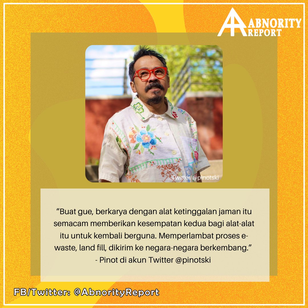 abnorityreport's tweet photo. Selain media untuk berkarya yang unik, animator yang tinggal di Amerika Serikat ini juga memperlambat proses e-waste atau limbah elektronik.

Wah! Ternyata media apapun bisa digunakan, ya!

#e-waste #artreport #senimanlokalIndonesia https://t.co/SwZhZvagJj