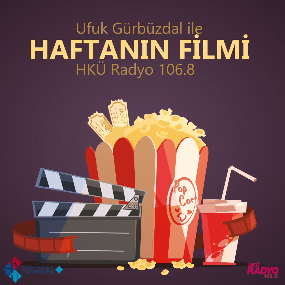 HKÜ Radyoda yeni programlar başlıyor 📻🎶
Her hafta farklı bir filmin analizinin anlatıldığı "Haftanın Filmi" 
📅 Salı günleri: 11.00'da
📅 Cuma günleri: 19.00'da
106.8 frekansı veya radyo.hku.edu.tr adresinden dinleyebilirsiniz.