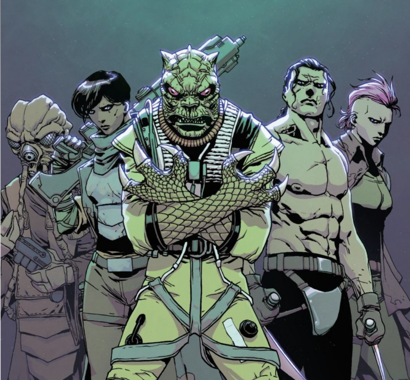 zenkenobi's tweet photo. I am so excited for the debut of Bossk's modern dance troupe in Bounty Hunters 18. #Bossk #Zuckuss #SWComics https://t.co/YpzOlqvoAN
