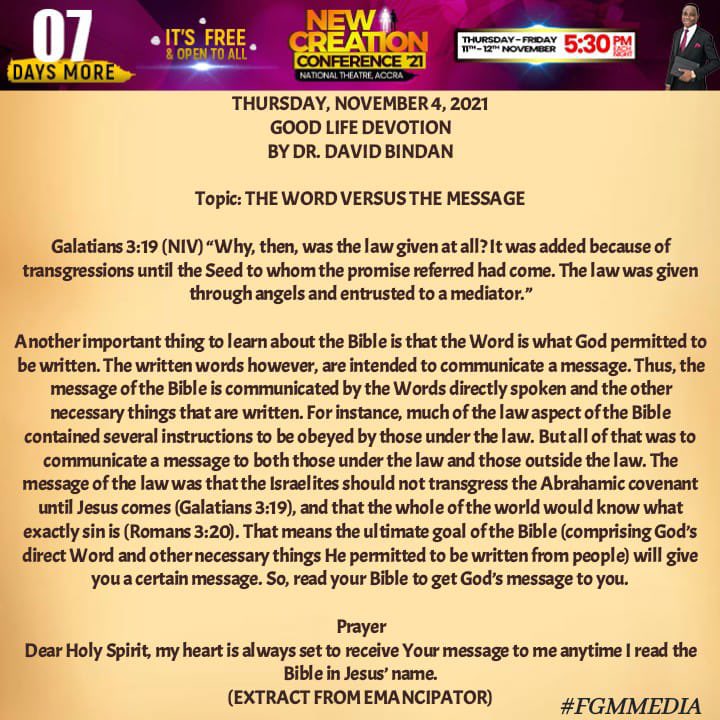 Davidbindanlive's tweet photo. Exactly a week from today, the National Theatre, Accra Ghana  will be an oven where the truth of God's Word will cook and bring into maturity every one who is in the auditorium . It's the NEW CREATION CONFERENCE 2021.
It's  free! Register now at https://t.co/Ek9w1HqBuN https://t.co/scOHm22iZ6