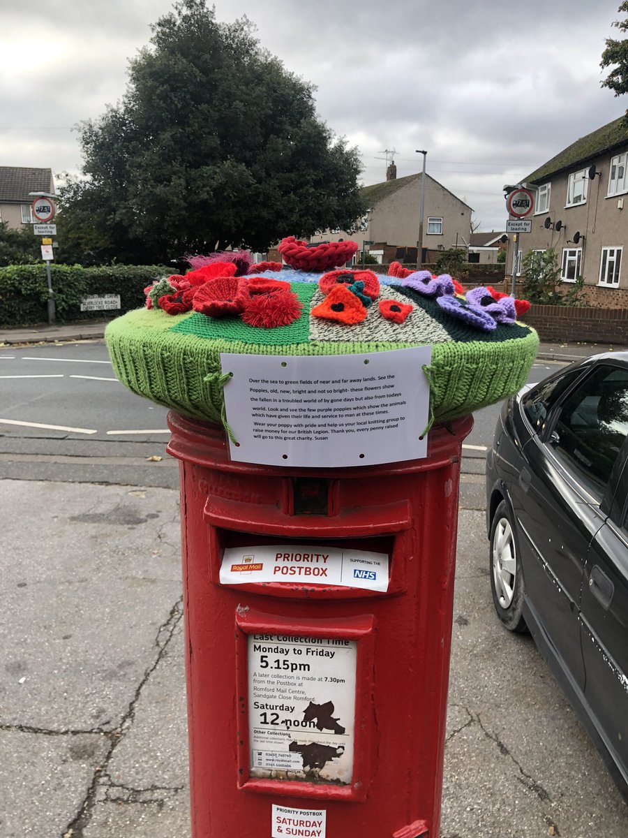 ThurrockPost's tweet photo. A big thank you to Susan for knitting the letterbox cover for Remembrance Day. #RemembranceDay https://t.co/mTWRWw3TPt