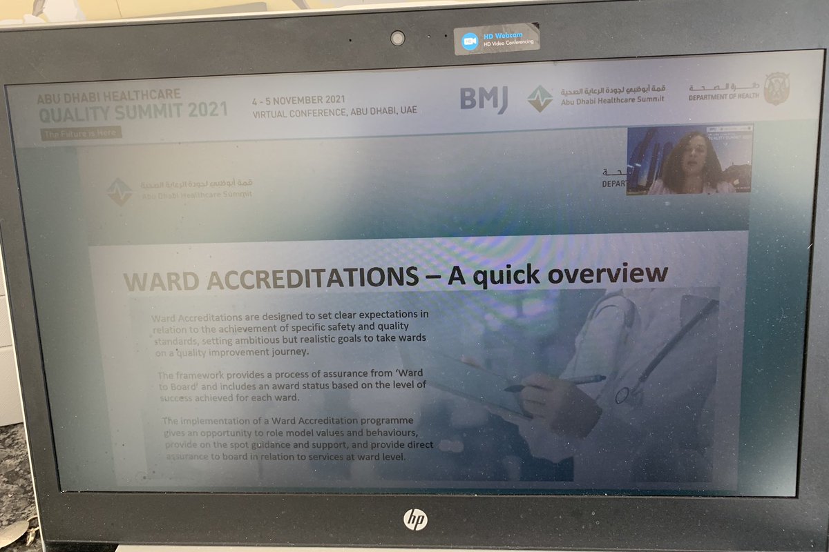 Listening to <a href="/lisaelliott01/">Lisa Elliott</a> speaking about what is now over 10 years of learning from implementing #WardAccreditations in healthcare 🌟 
A great chance for us to share across international network 🌟