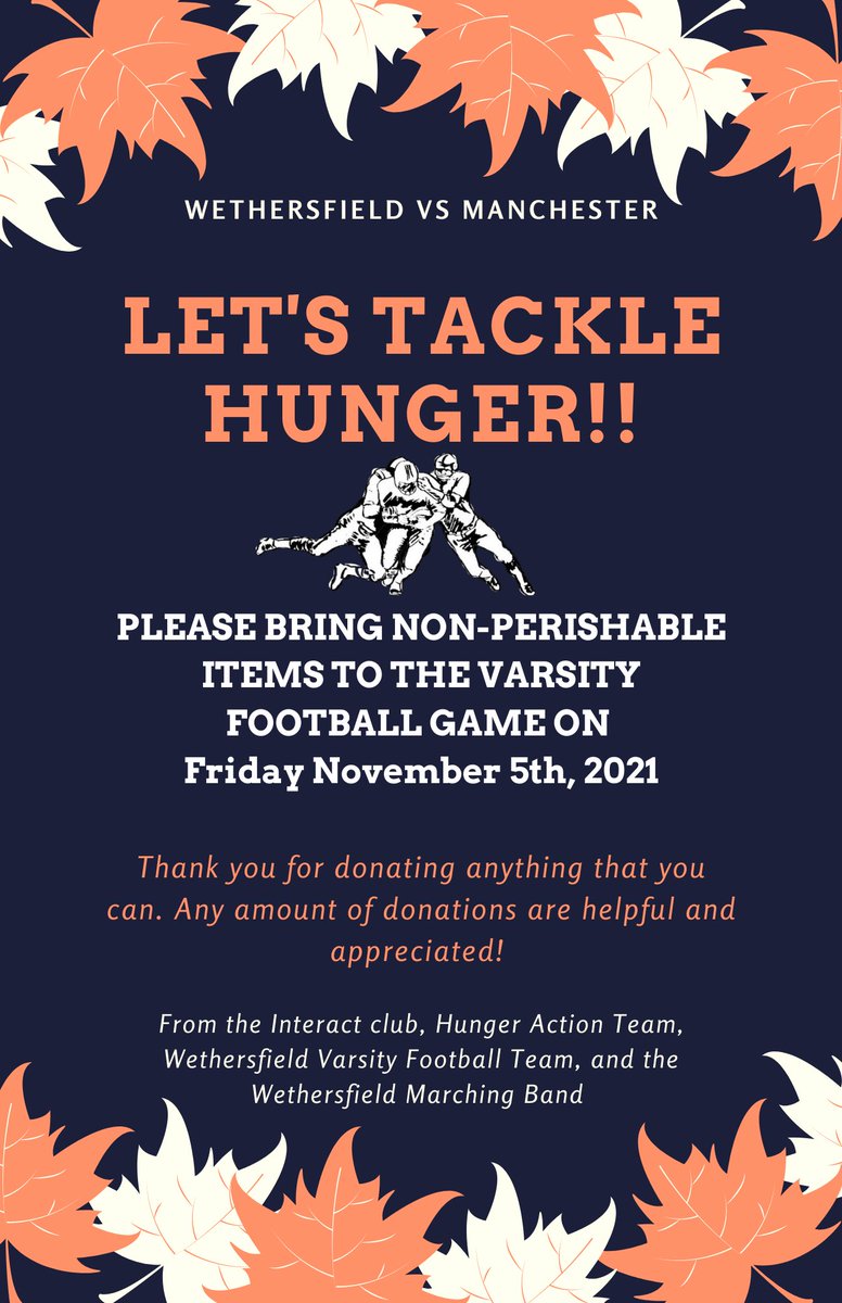 interact06109's tweet photo. Help WHS Tackle Hunger at this Friday’s varsity football game! Thank you! https://t.co/NJ6Ww813E7