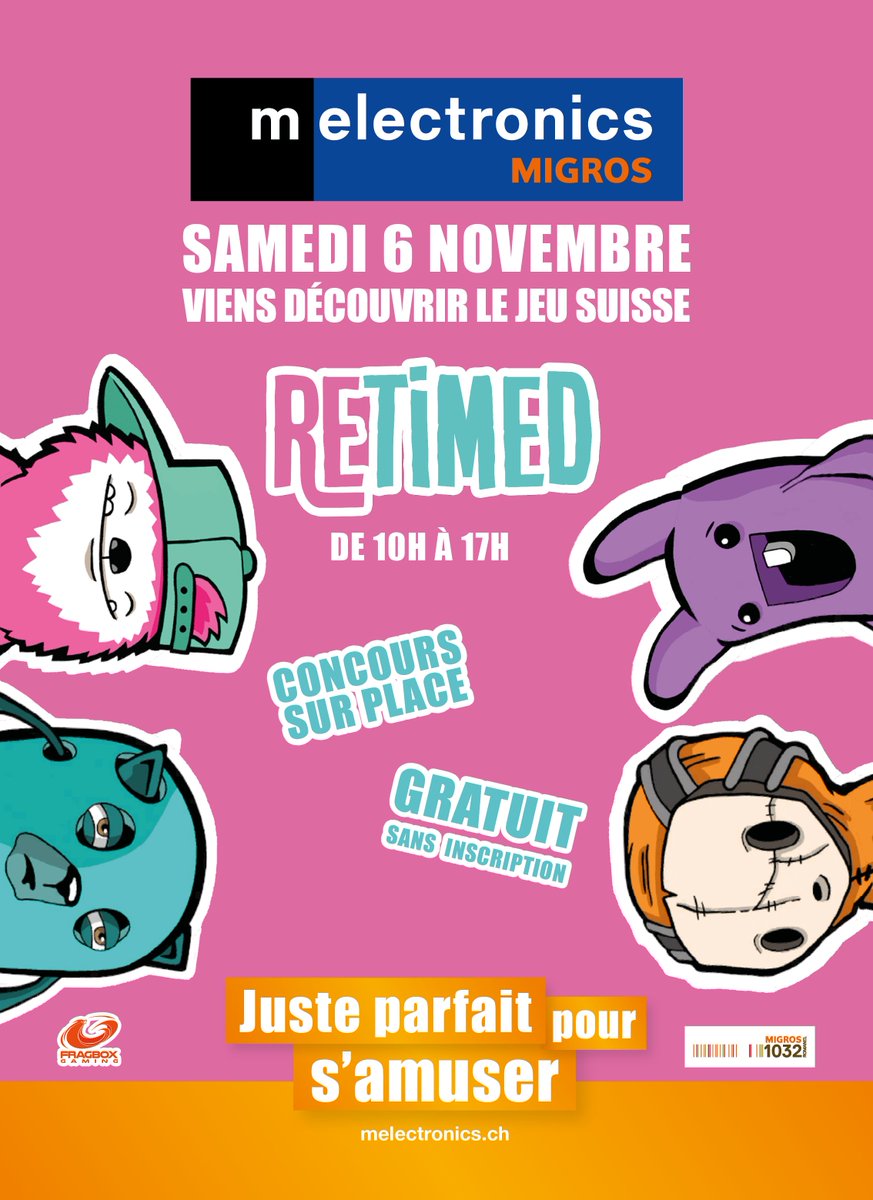 Fragboxgaming's tweet photo. #EVENT 🎉
Un event @melOnlineShop sauvage apparait 🍃
On vous retrouvera ce samedi 6 novembre au centre #MelectronicsRomanel pour jouer à retimed @TeamManiax, la petite pépite indé 🇨🇭
Arriverez-vous à être le meilleur et gagner l'une des clés du jeu👀 ?
#WeAreOneFBX https://t.co/0qDUi90fbB