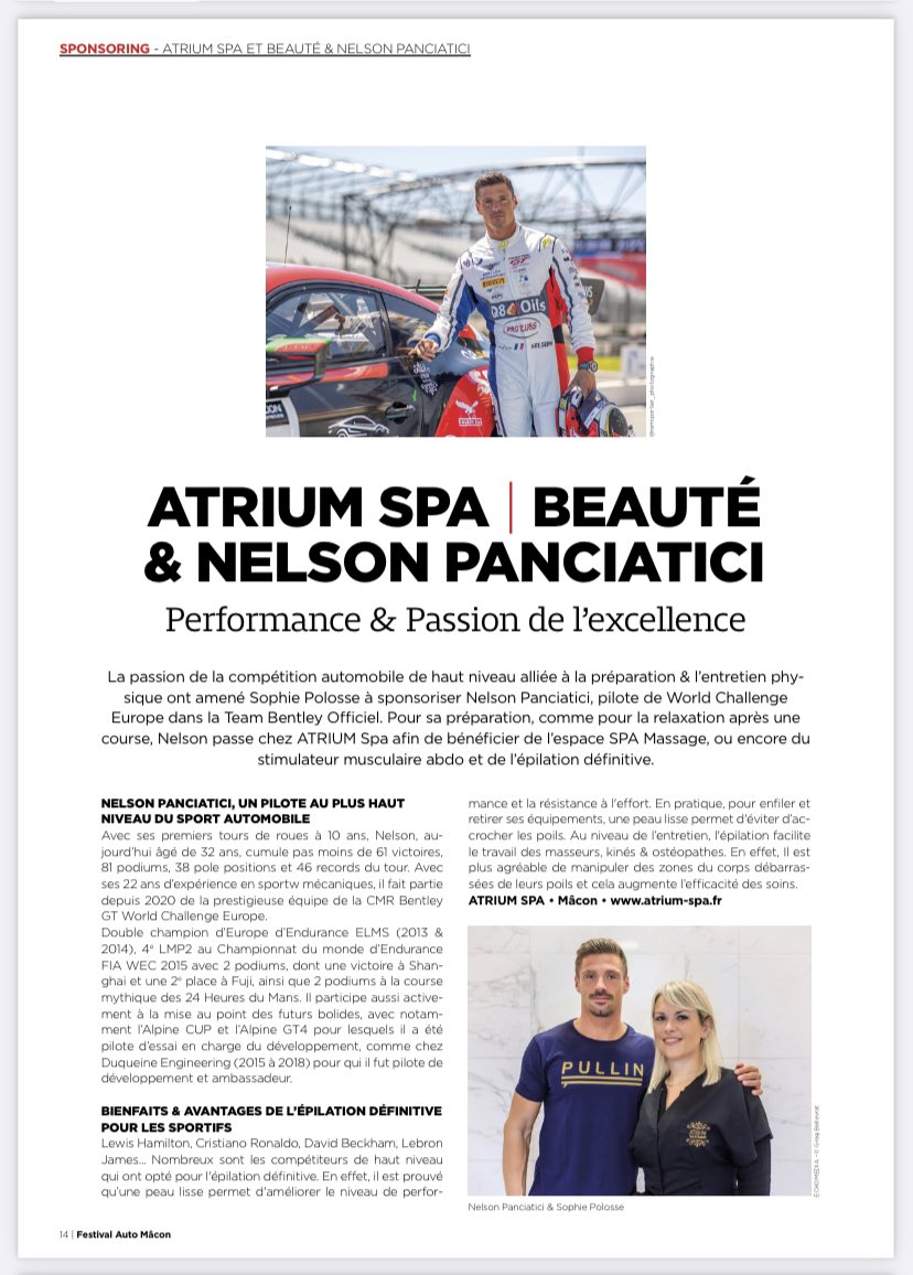 nelsonpancia's tweet photo. Magazine LE SALON DE L’AUTO 😉 with Atrium Spa &amp; Beauté ♻️ #Presse #magazine #macon #atriumspaetbeaute #q8oils #ralftech #pcv #optim2 #euroformula #pullinstagram #p1racewear https://t.co/U5BpVUgVIX