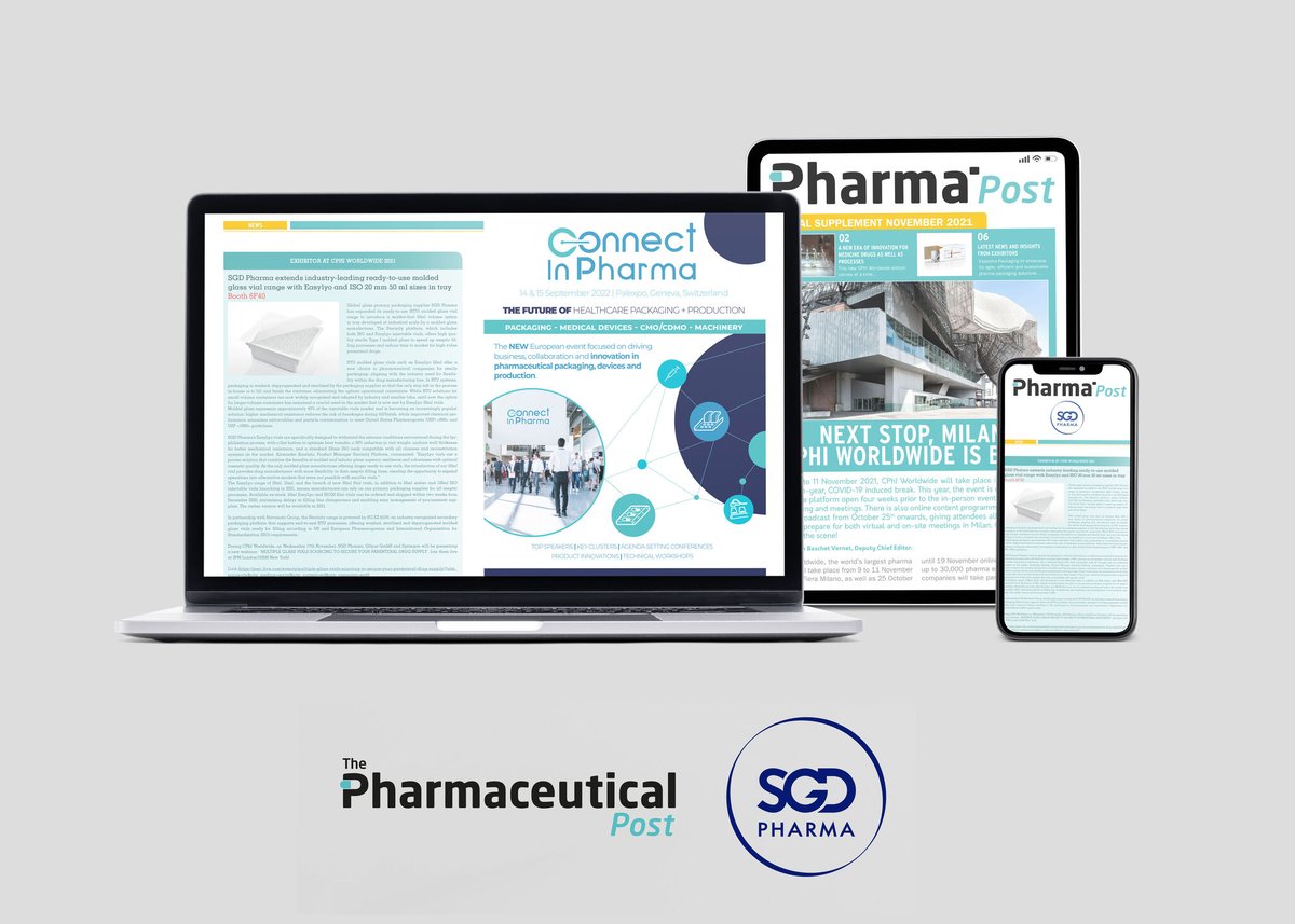 SGDPharma's tweet photo. Source: Pharma Post - Digital Supplement - November 2021
SGD Pharma extends industry-leading ready-to-use molded glass vial range with Easylyo and ISO 20 mm 50 ml sizes in tray.
Discover more: https://t.co/OcPp6vSj79
#sterilevial #emptyvial #glasspackaging #Sterinity #pharma https://t.co/IkeAeVA6cQ