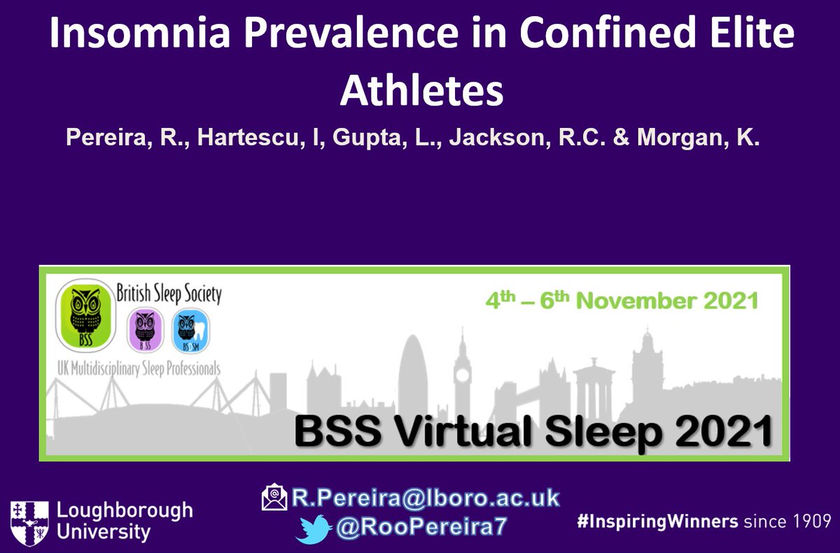 Rui Pereira (@roopereira7) on Twitter photo Very happy to be back at the <a href="/BritishSleepSoc/">BritishSleepSociety</a> conference to share some of the results of our upcoming study on the insomnia of elite athletes during confinement.
Take a look at our poster for more study details.
#BSS2021 Very happy to be back at the <a href="/BritishSleepSoc/">BritishSleepSociety</a> conference to share some of the results of our upcoming study on the insomnia of elite athletes during confinement.
Take a look at our poster for more study details.
#BSS2021