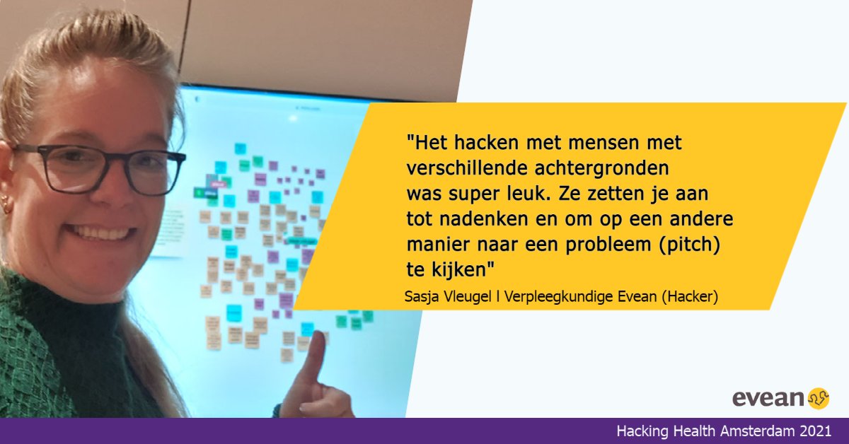 Ons Evean team van hackers en pitchers kijken terug op een geslaagd en innoverend Hacking Health Amsterdam 2021.
Bedankt Hacking Health Amsterdam voor deze mooie samenwerking! 🙏 #zorginnovatie #samenwerken #mensgericht #hackathon #Sigra #ouderenzorg #gezondamsterdam