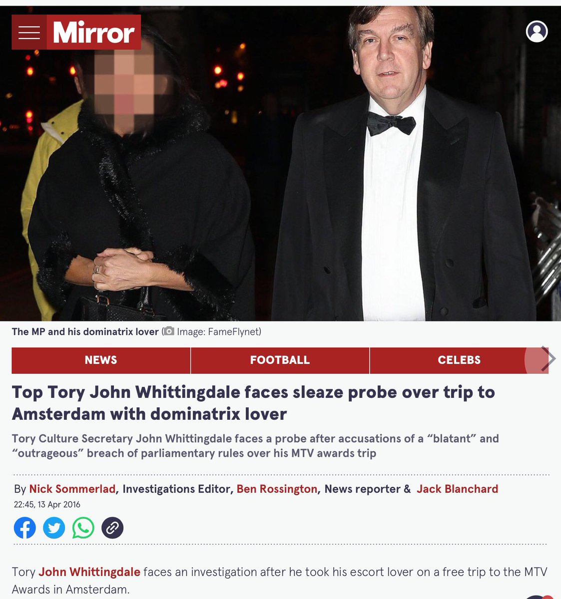 The man in charge of cleaning up the Tory sleaze. For the LOLZ obv. #JohnWhittingdale #ToryCorruption #wato #bbcpm #OwenPaterson