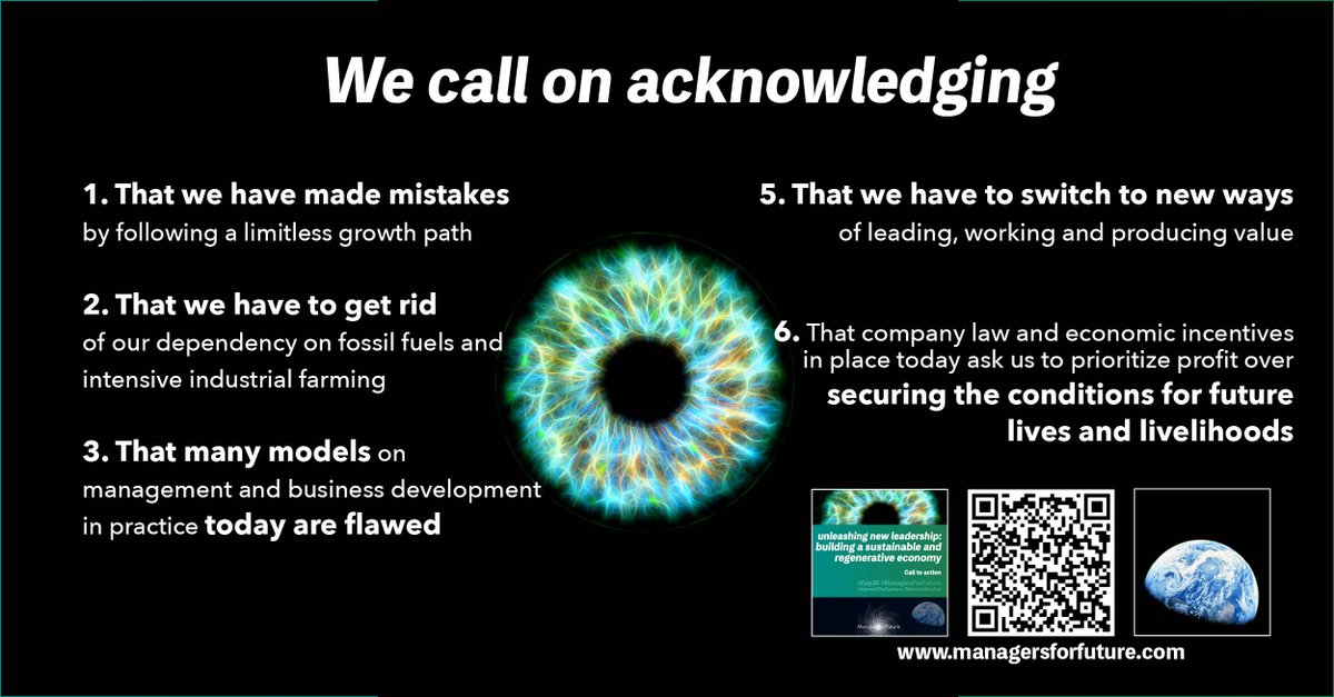 Managers4Future's tweet image. We made mistakes. People and planet are calling leaders and managers for drastic change to ensure we can thrive, not just survive. 

Read our "unleashing new #leadership: building a sustainable and #regenerativeeconomy" call: irp.cdn-website.com/cdf5720e/files…

#ManagersForFuture #COP26