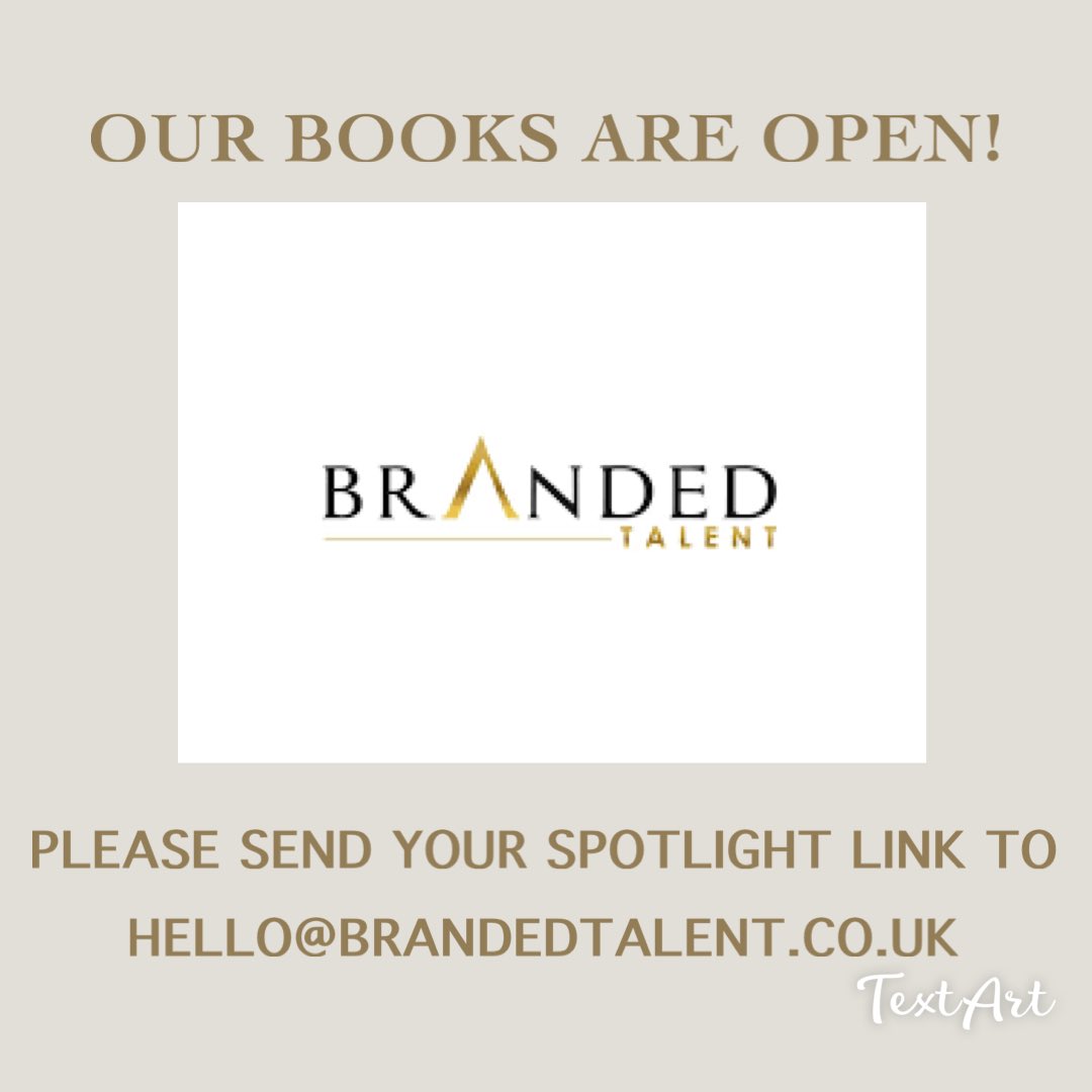 hellobranded's tweet photo. Our books are open for a short period of time. Please send Spotlight links to hello@brandedtalent.co.uk #agency #agent #commercialagent #representation #booksopen #commercial #actorlife #actors #actress #brandedtalent https://t.co/CrnVONn8c6