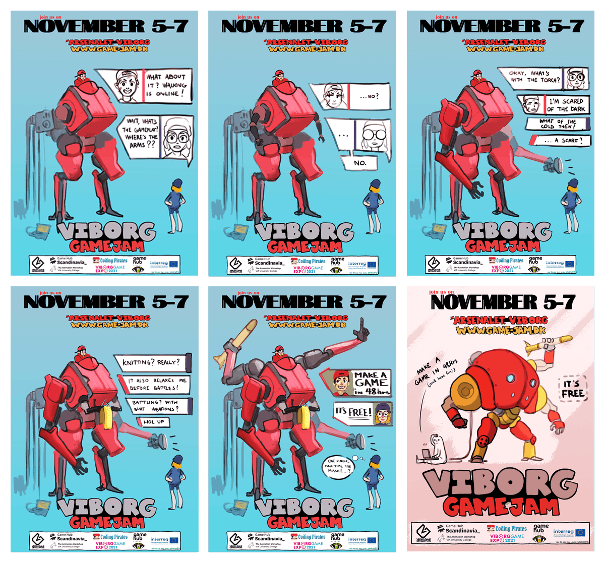 vibjam's tweet image. #vibjam is tomorrow!

We're excited to get jamming again!

Also, final poster-reveal! Mechabots with fluff galore!
Artist: Rian Yu

Psssst, the game jam theme has nothing to do with mechas... ;)

Joining, but havn't signed up yet? We got you fam: eventbrite.com/e/viborg-game-…