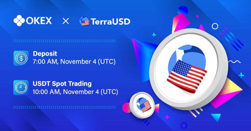 OKXBrasil's tweet photo. #NewListing🌎$UST @terra_money acaba de ser listada na #OKEx!
Aproveite rendimentos para os depósitos dessa #stablecoin descentralizada e escalável! #OKExDeFi
▶ Déposito: aberto
📈Spot trading UST/USDT: aberto
🔗Detalhes: https://t.co/I45y1AoDvN https://t.co/74ccXlyAXW