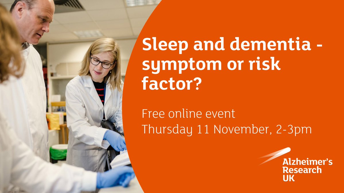AlzResearchUK's tweet photo. Join our final #ARUKLabNotes event this year on the topic of sleep! Weβll be hearing from researchers @imperialcollege, trying to unravel the links between sleep and dementia. π΄
Sign up to join us with your questions π https://t.co/j8Lw0VqMbI https://t.co/SmX6lIiy7c