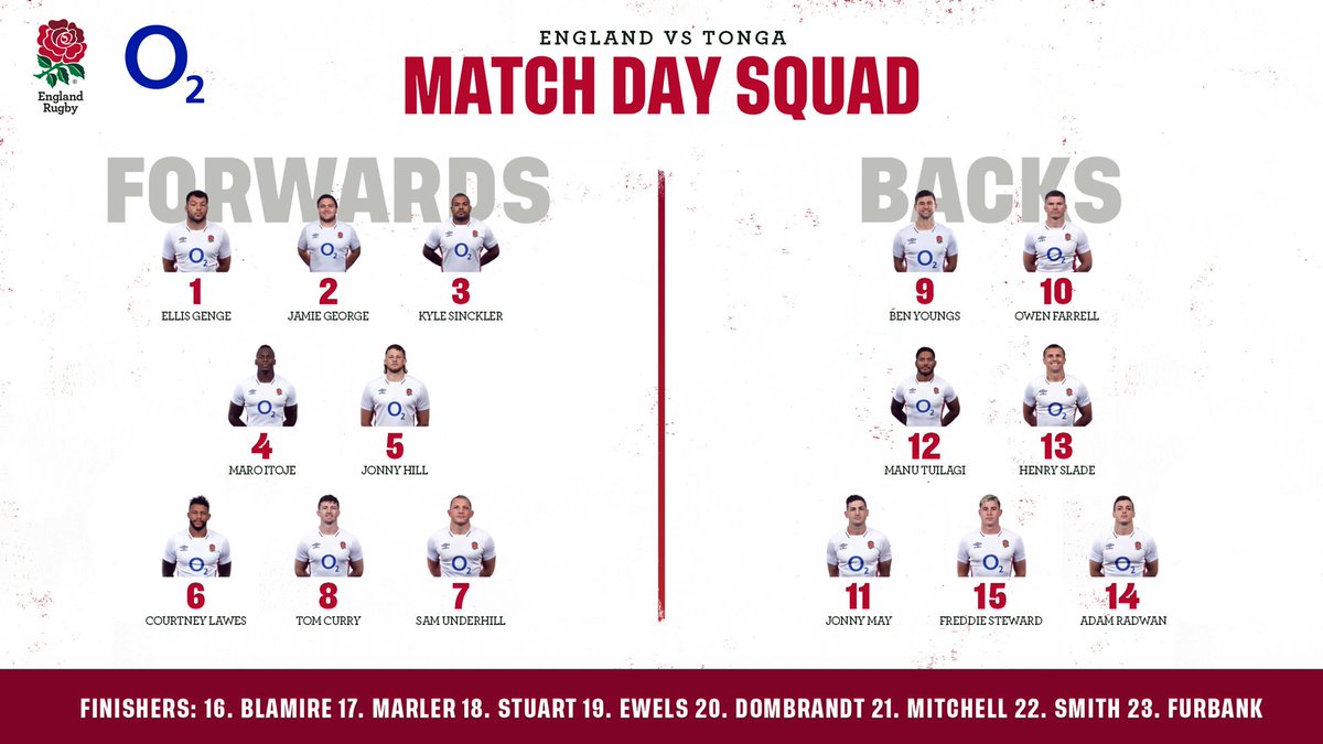 EnglandRugby's tweet image. Eddie Jones has named his team for this weekend’s Test match against Tonga.

You can watch all the action live on @primevideosport 📺

@O2sports | #WearTheRose