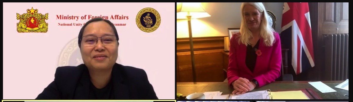 Pleased to speak with Zin Mar Aung of <a href="/NUGMyanmar/">National Unity Government Myanmar</a> today. I reiterated that the UK continues to support the peaceful return of democracy in #Myanmar