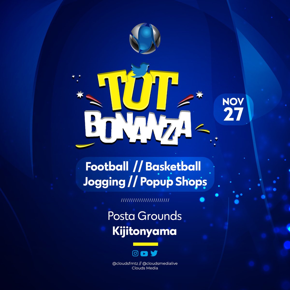 CloudsMediaLive's tweet photo. Mjengo kama kawaida utahamia viwanja vya Posta Kijitonyama Novemba 27 kuvimba na familia ya Twitter kwenye TOT Bonanza #NowVimba #TOTBonanza https://t.co/X0PKnJ2x1M