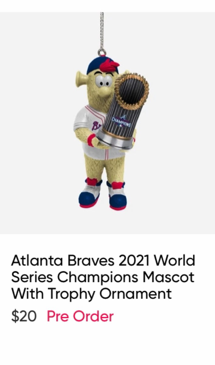 calebtskinner's tweet photo. Hey @FOCOusa , the name is World Series Champion @BlooperBraves not “mascot” 🤣 I’m still going to order one, though. #BattleATL #WorldSeries #ForTheA https://t.co/U1tT41mc1L