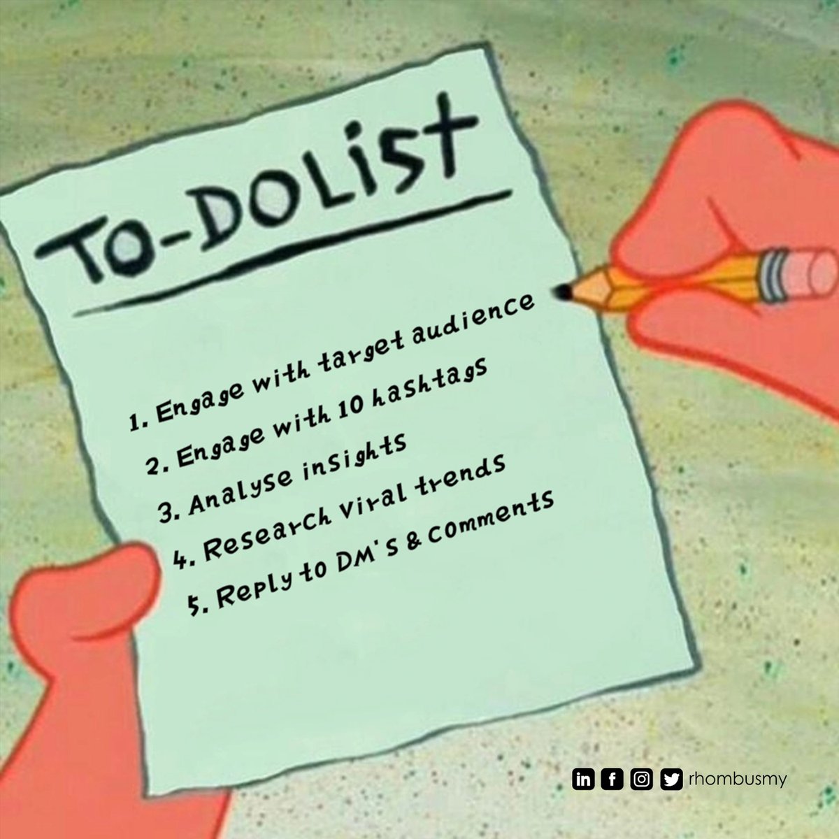 RhombusMY's tweet photo. Our to-do list is actually wayyyyyyy longer than this! 😂 

#RhombusMY 
#rhombusconsultings 
#socialmediaagency 
#digitalmarketing 
#marketingagency https://t.co/68lCHsc0j3