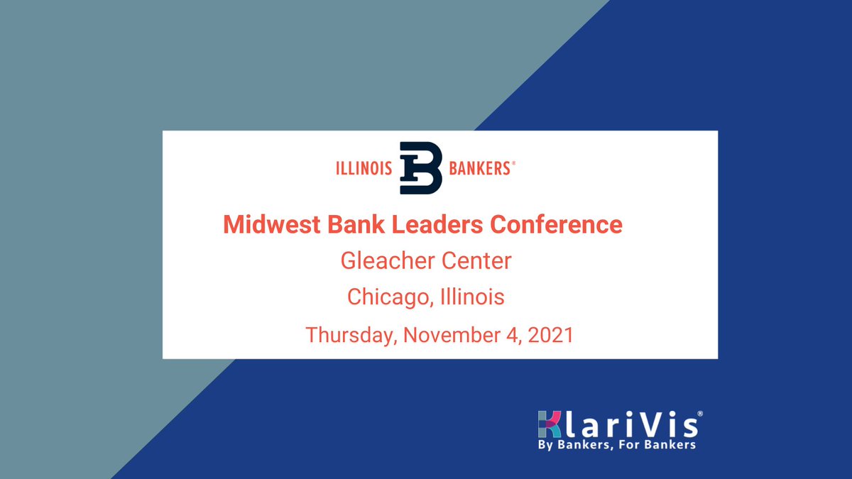 #KlariVis Founder and CEO,  <a href="/KimberlyBSnyder/">Kim Snyder</a>   will be speaking at the Illinois Bankers Association Midwest Bank Leaders Conference today on how banks can leverage data to improve customer engagement to drive revenue.

#wemakedatasimple #seeingisbelieving #communitybanks #banking
