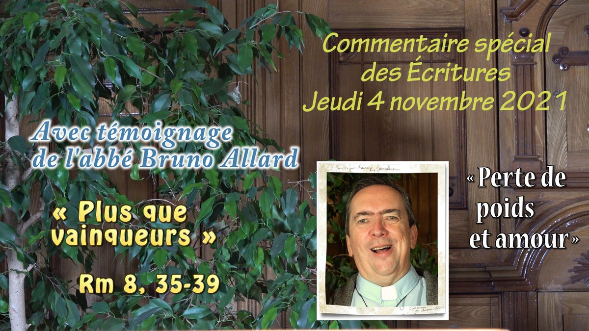 abbebruno's tweet photo. « PLUS QUE VAINQUEURS » : COMMENTAIRE ET TÉMOIGNAGE DE L’ABBÉ BRUNO ALLARD.
"En ce 4 novembre 2021, je me laisse touché par ce texte biblique qui m’interpelle beaucoup : Romains 8, 35-39. Ce texte est au cœur de ma vie !"
https://t.co/3OaZmu29NO https://t.co/xMWRLO9kzI