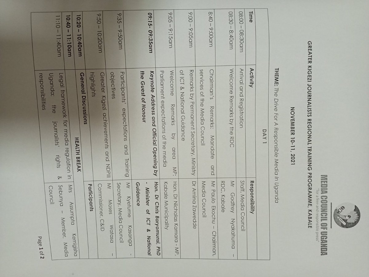 dkkasanga10's tweet photo. Kabale, here we come! The Media Council of Uganda will engage media practitioners in the greater Kigezi sub-region to update our reporting and presentation skills @MosesWatasa @CHRISBARYOMUNS1 @azawedde @MediaCouncilUg @cbichachi @CharlesOdoobo @gbusinge @okejabs . https://t.co/2zvgjl7ZUT
