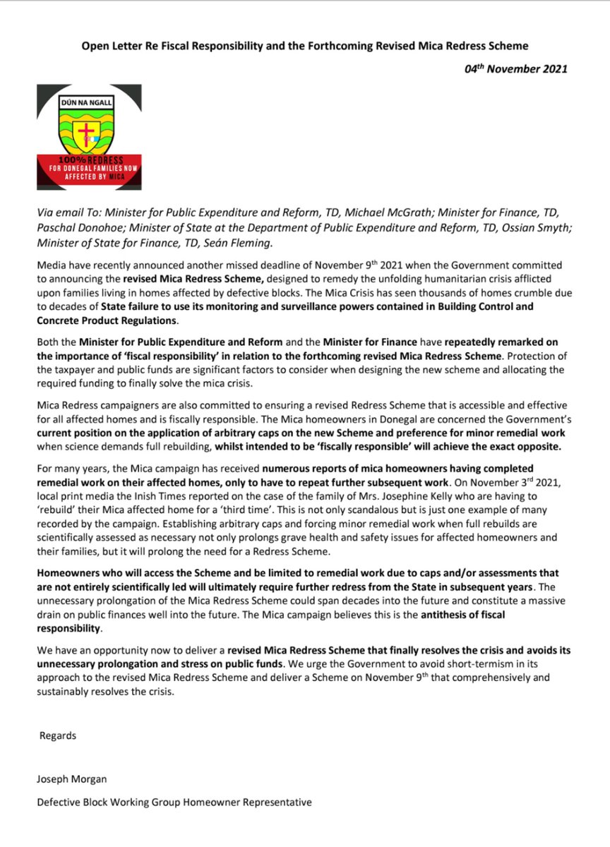 PaddyDiver4's tweet photo. An open letter to our government, but in particular @mmcgrathtd and @Paschald from our very own Joseph Morgan
#MicaRedress🏚️ https://t.co/aMyjyxcdIe