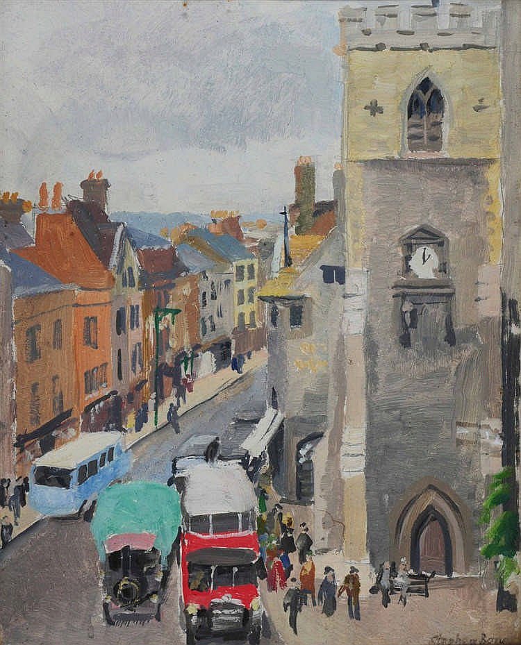 ArtGuideAlex's tweet photo. Carfax, Oxford c1935 #StephenBone https://t.co/Md3iGKDfOO