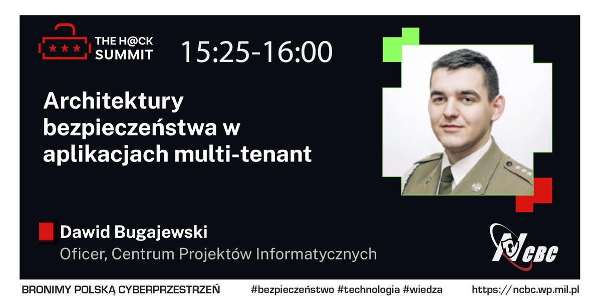 📌 „Architektury bezpieczeństwa w aplikacjach multi-tenant” - chcecie wiedzieć więcej na ten temat?
Przedstawiciele #CPI podzielą się swoją wiedzą w tym zakresie!
📌 Rejestrujcie się na <a href="/TheHackSummit/">The Hack Summit</a> na stronie thehacksummit.com!
#bezpieczeństwo #technologia #wiedza