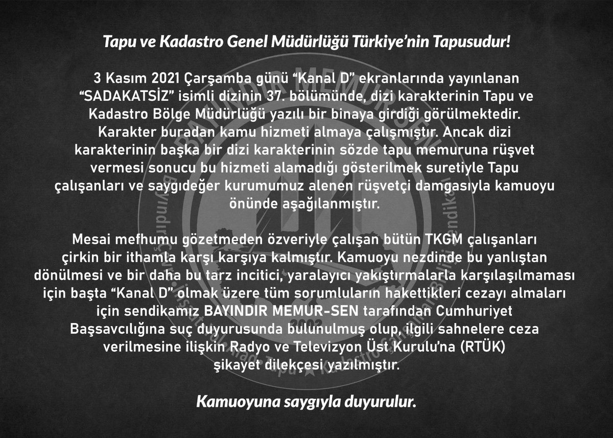 Tapu Bir Ülkenin Namusu,
TKGM Çalışanları İse Bunun Bekçisidir.