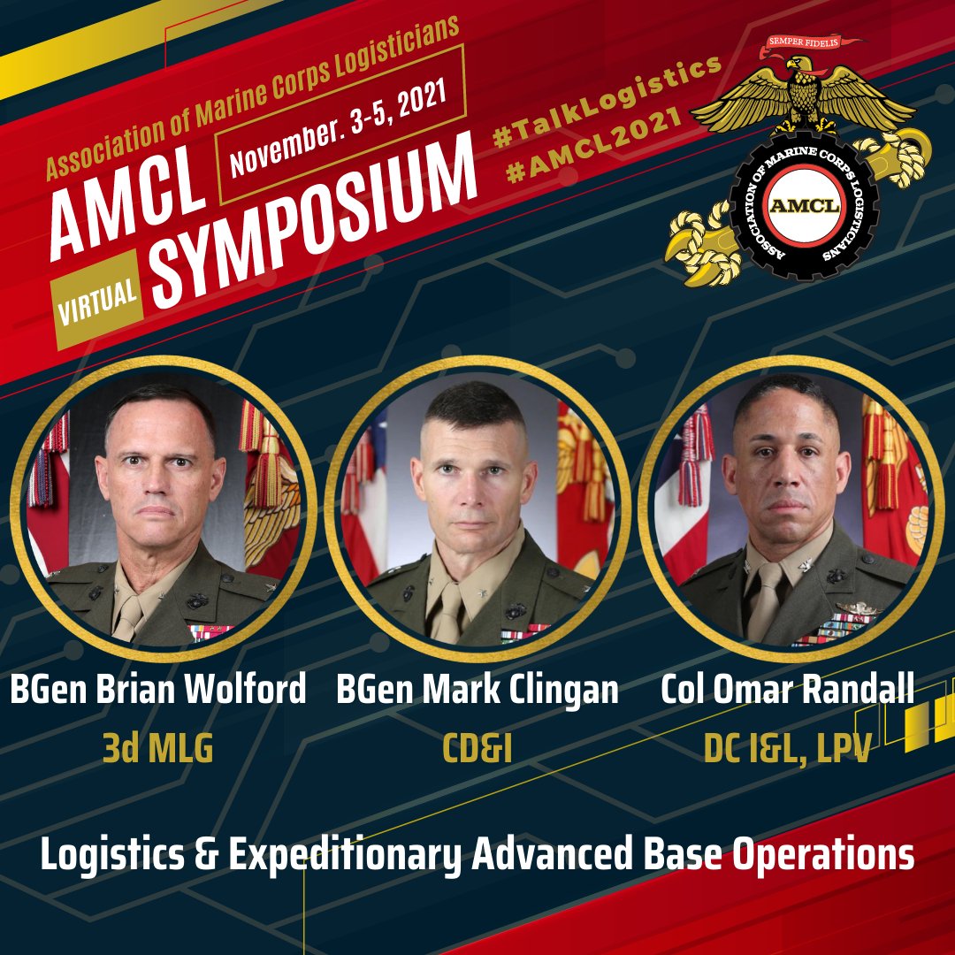 For the "Experimenting Forward" focus area at #AMCL2021 we've got a great panel discussion relevant to Force Design 2030 🦅🌏⚓ and Expeditionary Advanced Base Operations (EABO)

Airs today 4 Nov 👉 amclsymposium.org

#TalkLogistics #futurewar #forcedesign #usmc