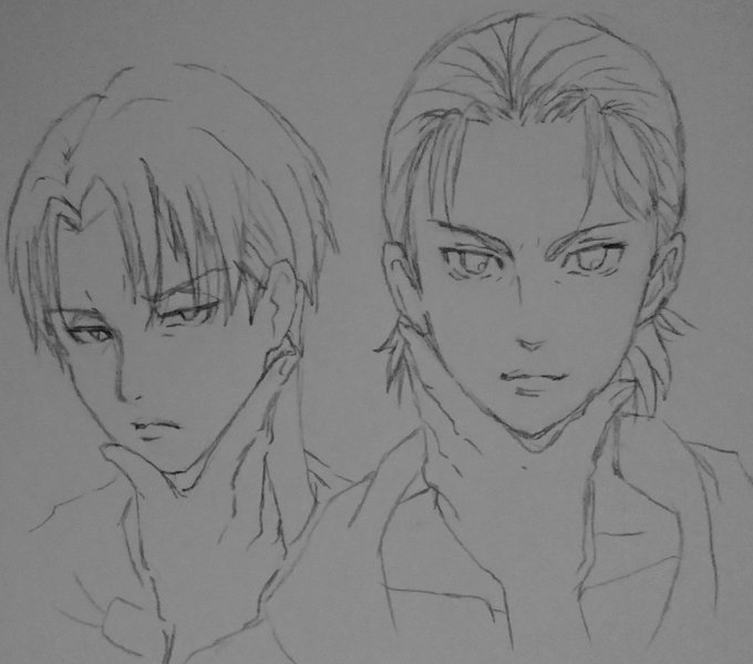 お疲れ様です(*'ω`*)🍀
リヴァイ兵長とエレン・イェーガーを描いてみましたが、またムズい‼️🤣💨
どんだけ進撃の巨人にハマっているんだ‼️🤣💨
また描いてみます…〆(・ω・。)←え? 