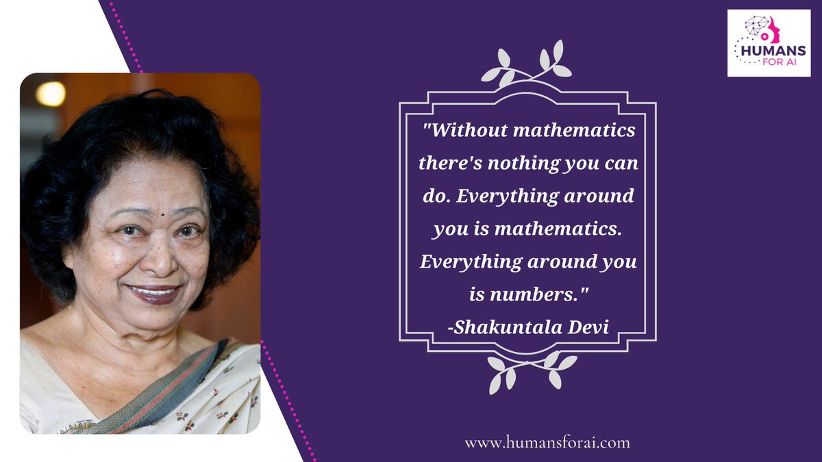 humans_ai's tweet photo. Shakuntala Devi was an Indian mathematician, writer and mental calculator who was popularly known as 'Human Computer'. 

Remembering Late Shakuntala Devi on her Birth Anniversary.

#IndianMathematician #writer #humancomputer #humancalculator #4thNov https://t.co/niKvPt7FMY