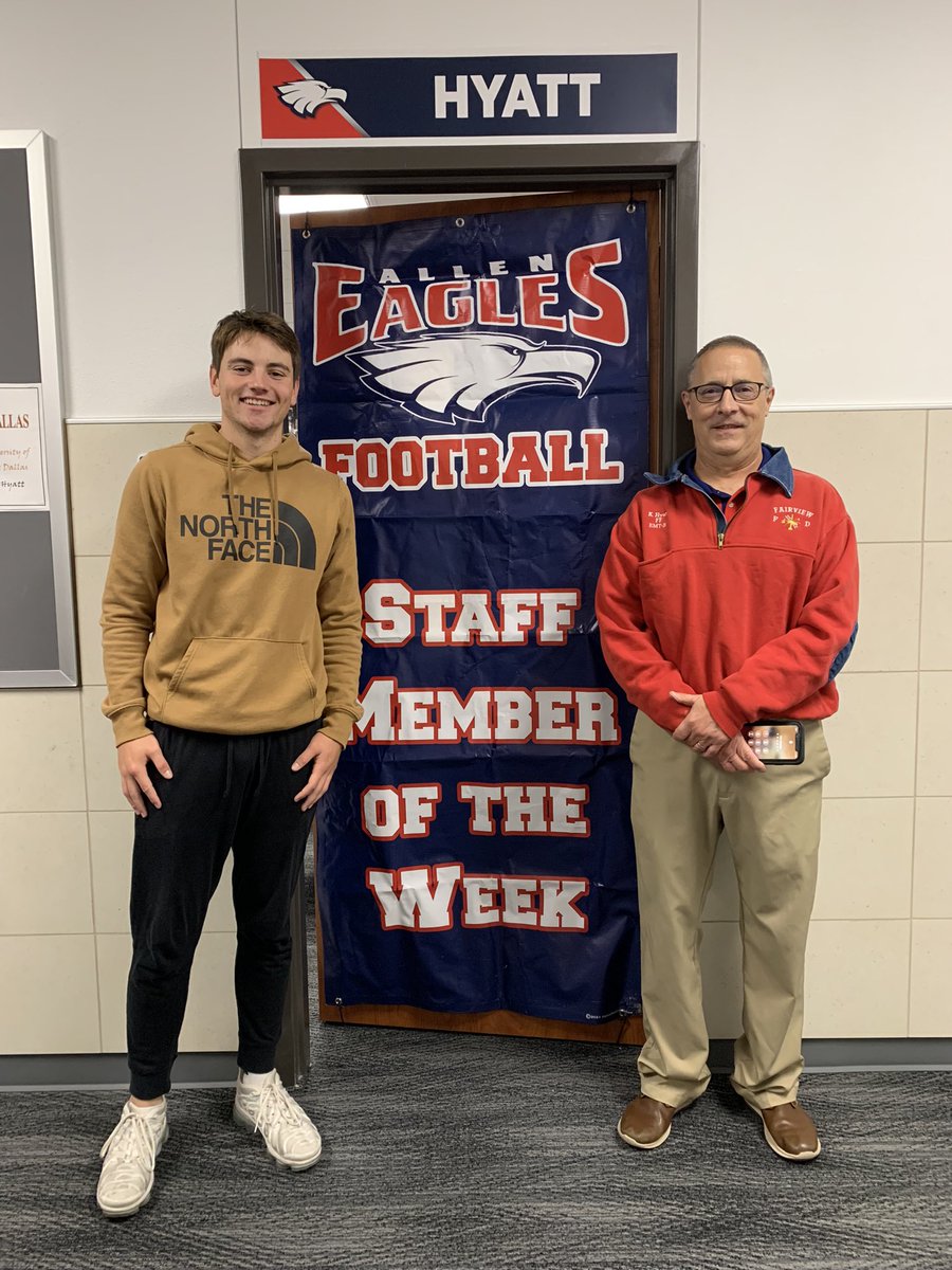 alleneaglesfb's tweet image. Congratulations to our staff member of the week Mr Hyatt! Thank you for everything you do for Allen!