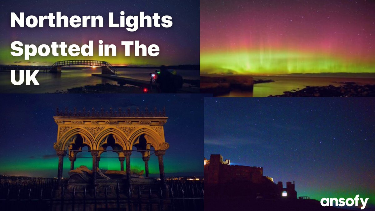 AnsofyNews's tweet photo. Many people travel to northern Europe - such as Iceland, Norway, Sweden, or Finland to spot the beautiful Northern Lights, but on Saturday, people were able to watch the Aurora Borealis in beautiful green and purple lights - in England &amp; Scotland! 
#AuroraBorealis #NorthernLights https://t.co/KKdSgym312