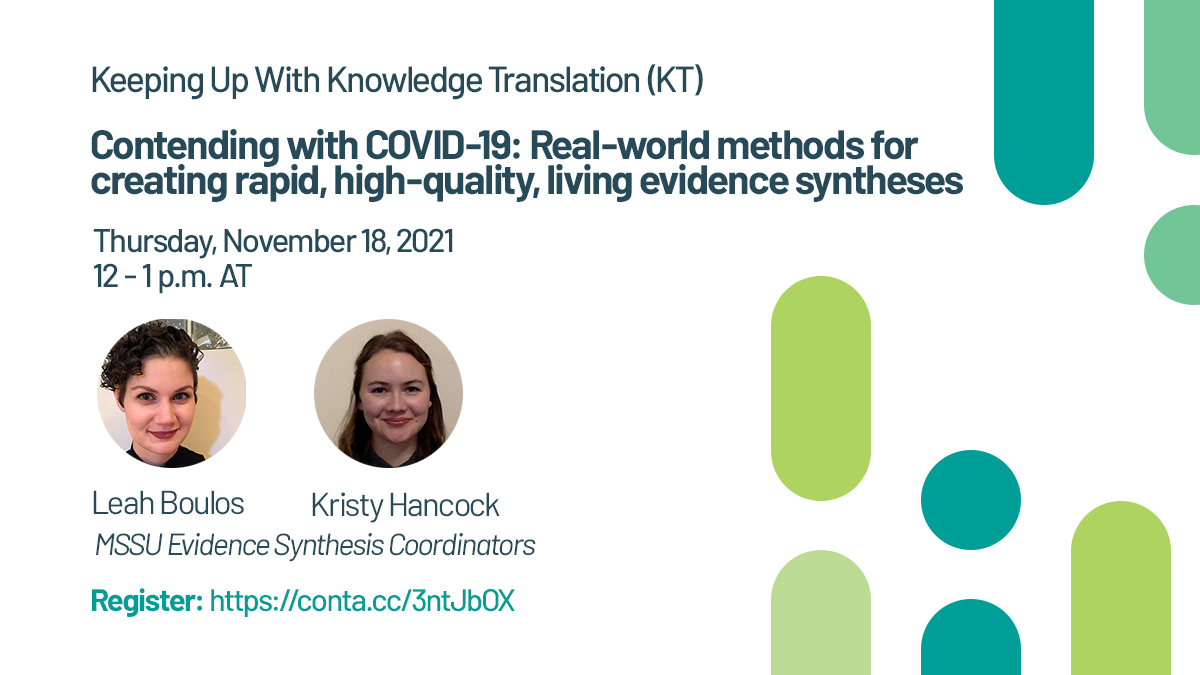 maritimespor's tweet photo. Have you registered for our next #KeepingUpWithKT session yet? 

We'll hear from @limnby and @kristycourtenay on the Science and Practice of Evidence Synthesis, as they highlight collaborations with @SPORAlliance, @JCurran_lab &amp; @LisaBarrettID.

Register⬇️
https://t.co/IIySHsldDJ https://t.co/RmfdVNlSsC