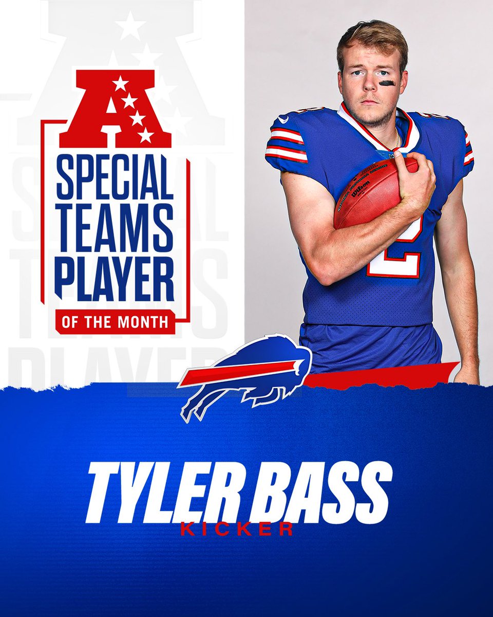 Mr. October!! 🤩 

Tyler Bass is the AFC Special Teams Player of the Month: bufbills.co/3q2EfDt