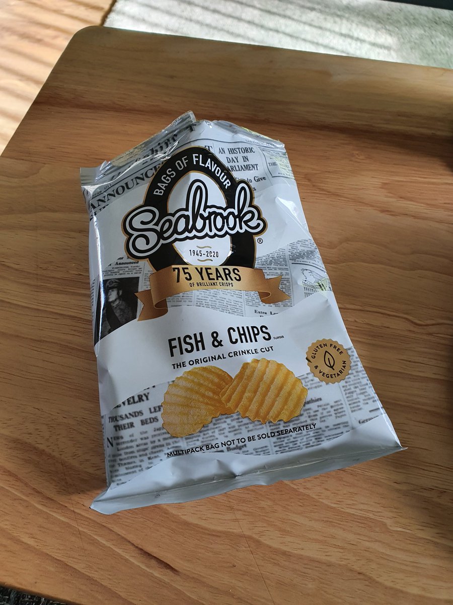 sjagray's tweet photo. @SeabrookCrisps just one thing, WOW!!! These are simply the best fish and chip flavour crisps ever. I opened the bag and it smelled like fish and chip paper, outstanding!!! https://t.co/QIkx8i7xUC