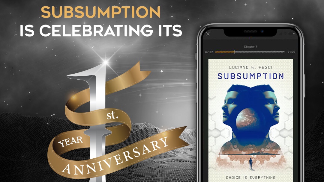 SubsumptionBook's tweet photo. We're pleased to announce the 1-year anniversary of #Subsumption, the 1st novel in the Subsumption Series!

Follow humanity's pivotal position between 2 warring alien empires. 

If you enjoyed #EndersGame &amp; #ReadyPlayerOne, Subsumption Series is for you!

https://t.co/GEMU2RvUsD https://t.co/J1tJNHoyyK