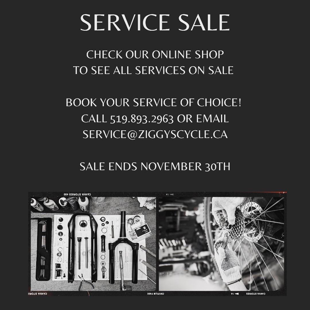 ZiggysCycleKW's tweet photo. Service Special will make you and your bicycle happy for many more kilometers of reaching your cycling goals &amp; making memories well into 2022!
Check out these sweet deals for your road, mountain, gravel, and hybrid bikes! 
Check out our website  https://t.co/FIEuAvwph6 to book 🚲 https://t.co/CckYyzFfzX