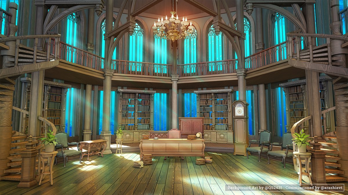 Another background art, commissioned by <a href="/arashievt/">arashie ✦ vartist 🐙🫀 (FINISHING COMMS!)</a> .
I really like how this turn out, the idea was an office but in underwater.