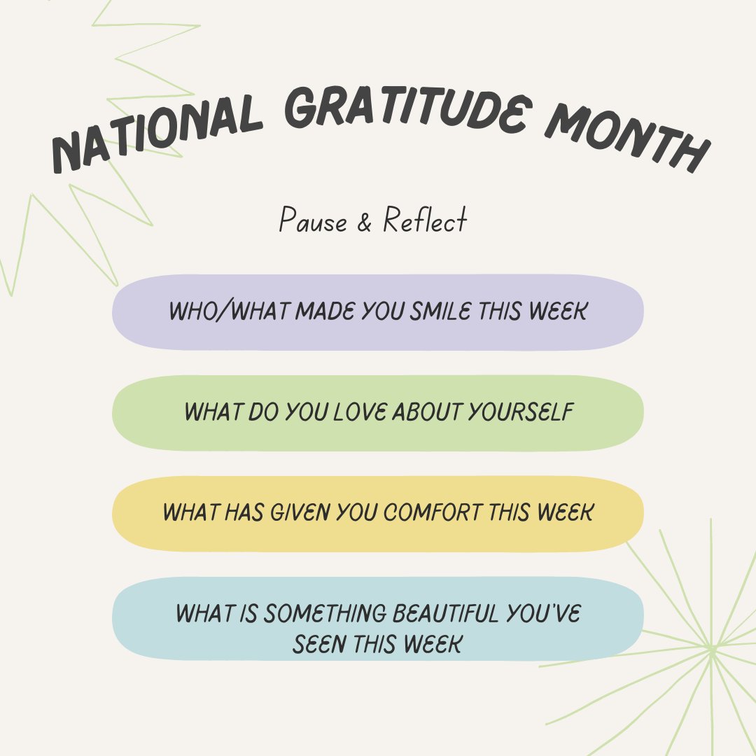 November is National Gratitude Month! Gratitude has been strongly and consistently associated with greater happiness. Have you taken a moment to reflect today? #weare #grateful