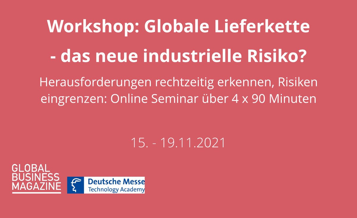 DER COUNTDOWN LÄUFT - Besuchen Sie unseren Online Workshop am 15.-19.11.21. Melden Sie sich unter folgendem Link an: technology-academy.group/project/scm/