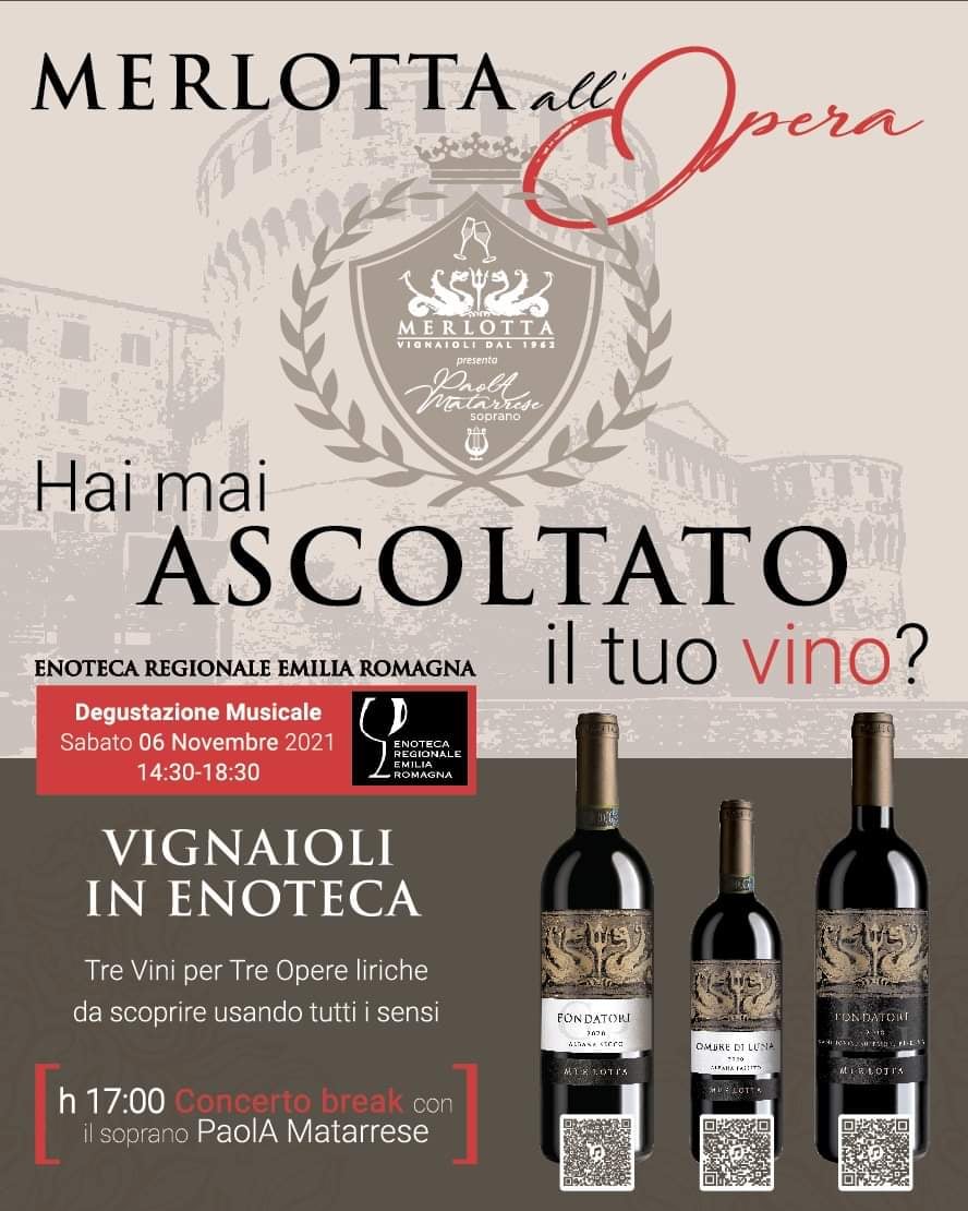 MerlottaVini's tweet photo. Vi attendiamo Sabato 6 Novembre in @enotecaer per presentarvi in anteprima il nostro nuovo brand  🔱 Merlotta all'Opera 🔱 sviluppato in collaborazione con @paolamatarrese soprano che si esibirà alle ore 17.00 con un esclusivo concerto break 💃🏻 https://t.co/D0CGPJlKL6