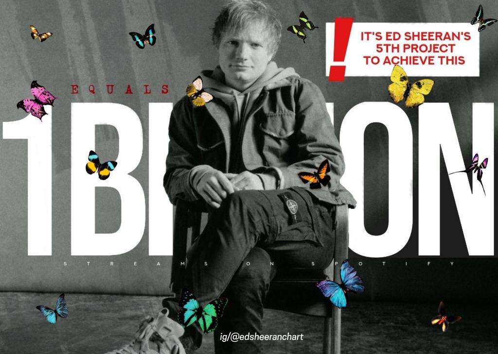 edonchart's tweet photo. 🎧 | "Equals" has now surpassed 1Billion streams on Spotify alone!

- It's @edsheeran's 5th project to do so! https://t.co/Kq92XG0bhq
