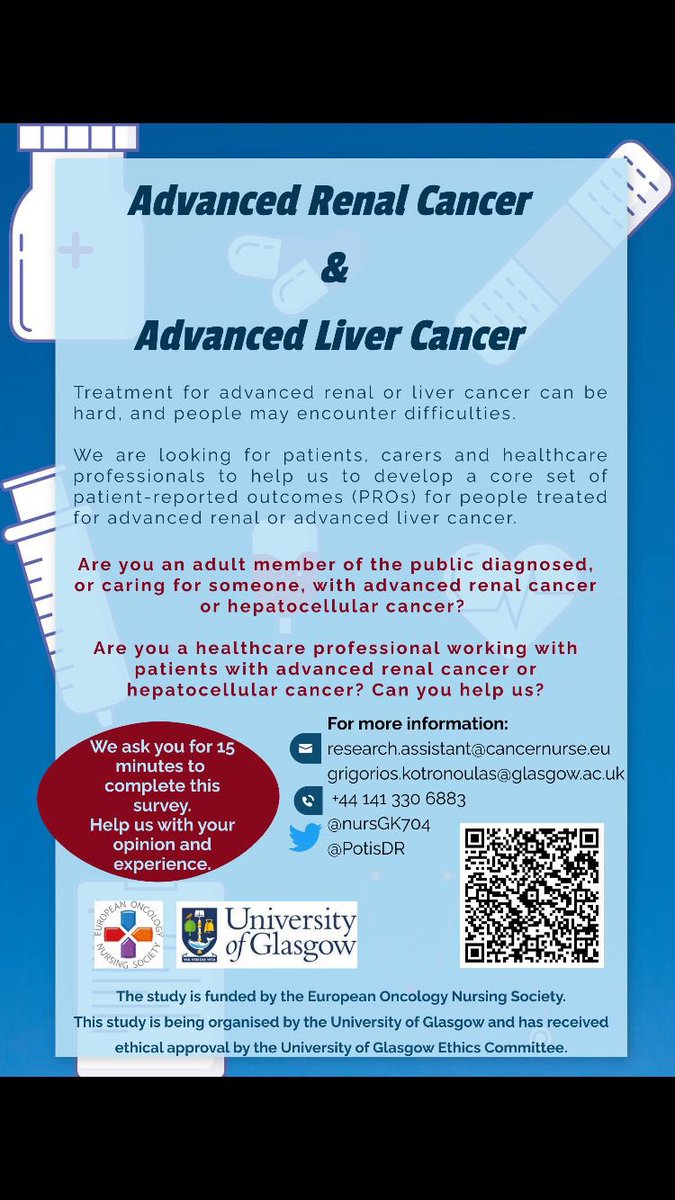 I’m really excited to be working on this project to give the best possible insight into Advanced cancer care.  If you are a Renal or liver cancer patient or a carer/family member to someone, then we would love to hear from you to enable us to shape the future of care 😊 Thankyou