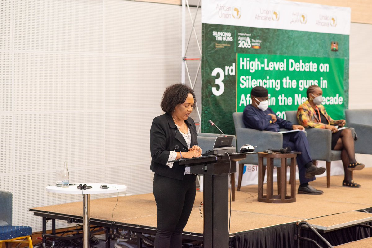 AUC_PAPS's tweet photo. The @_AfricanUnion's #3rd_High_Level_Debate on #Silencingtheguns in the new Decade (2021-2030) officially opened by H.E. @JeanKamau &amp; H.E. @Bankole_Adeoye on behalf of H.E.@AUC_MoussaFaki. @STGinAfrica https://t.co/fXwN4H3YUy