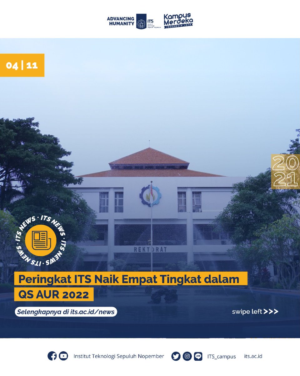 its_campus's tweet photo. #ITSNews

Peringkat ITS Naik Empat Tingkat dalam QS AUR 2022

Institut Teknologi Sepuluh Nopember (ITS) kembali membuktikan diri sebagai salah satu universitas terbaik di Asia, dengan keberhasilan meningkat empat peringkat pada QS AUR 2022 dibanding tahun lalu. https://t.co/IPkeKxWS7c
